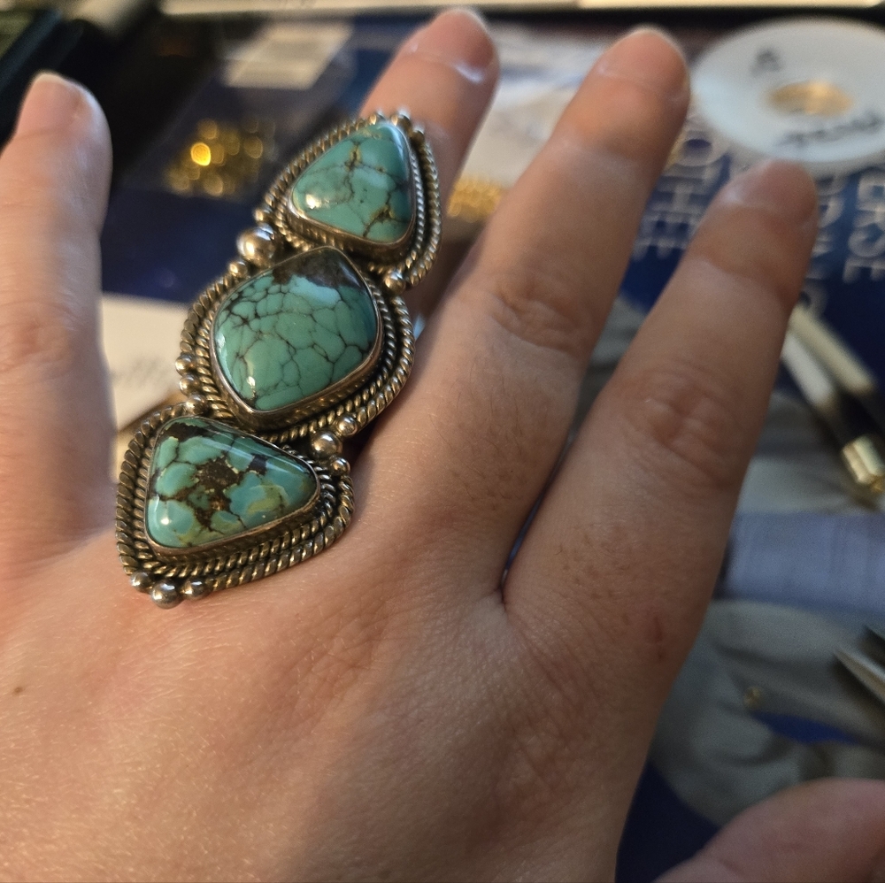 Spell Turquoise and Silver Triple Ring